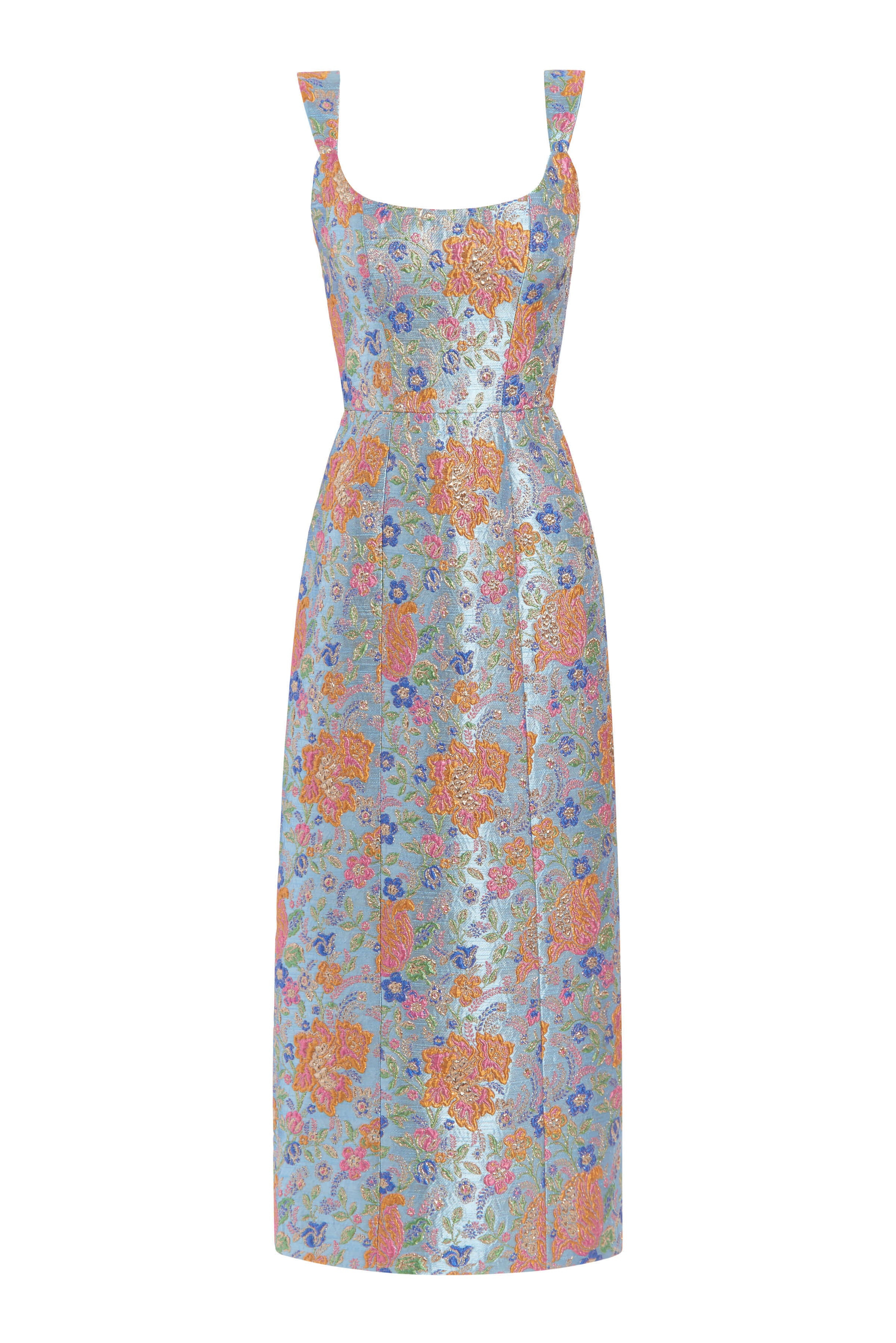 Metallic Floral Brocade Corset Midi Dress | Markarian