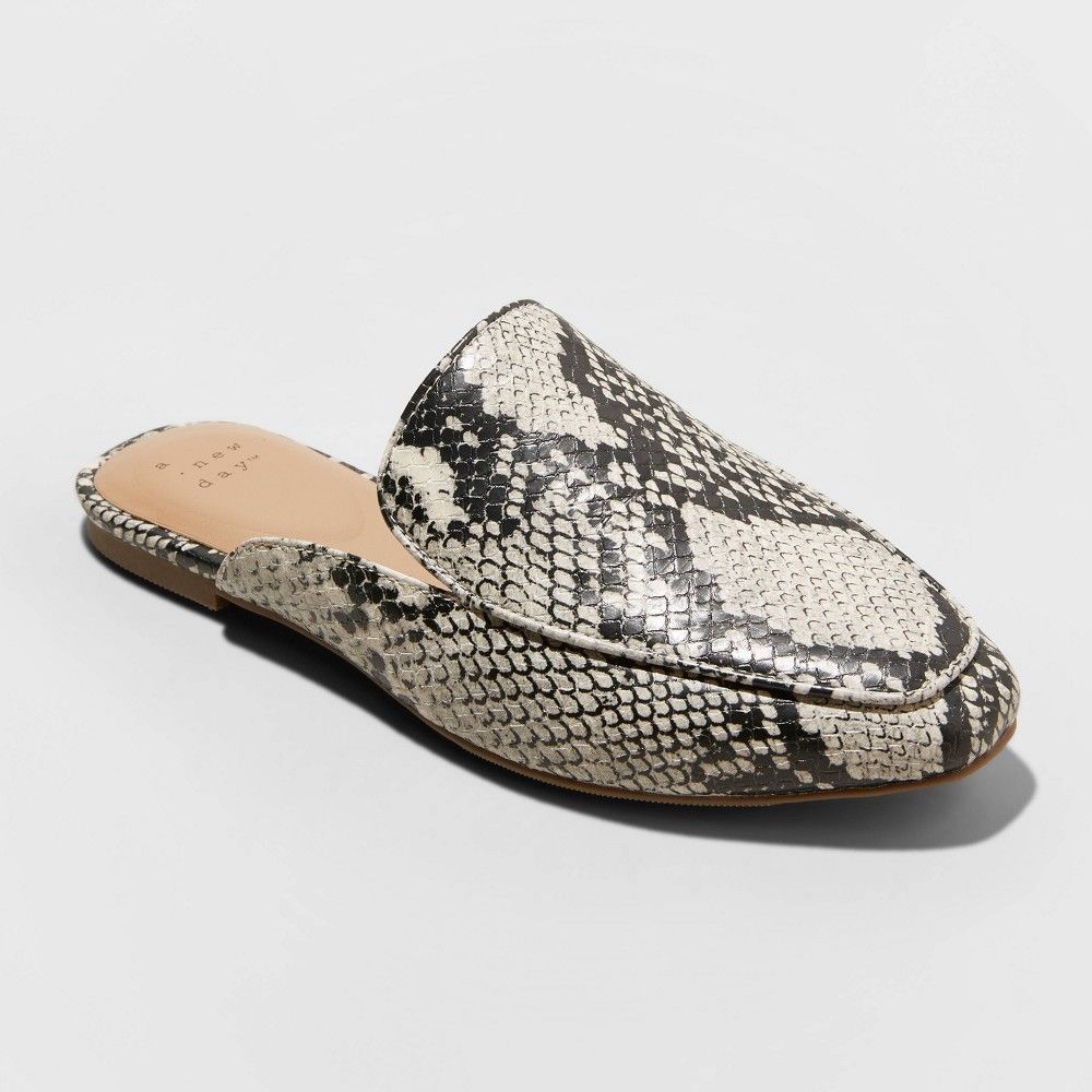 Women's Cardi Snake Print Mules - A New Day™ Gray | Target