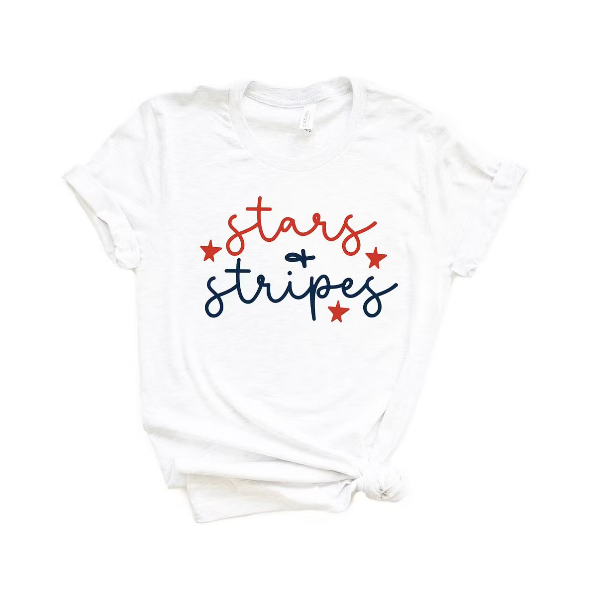 Simply Sage Market Women's Patriotic Stars and Stripes Cursive Short Sleeve Graphic Tee | Target