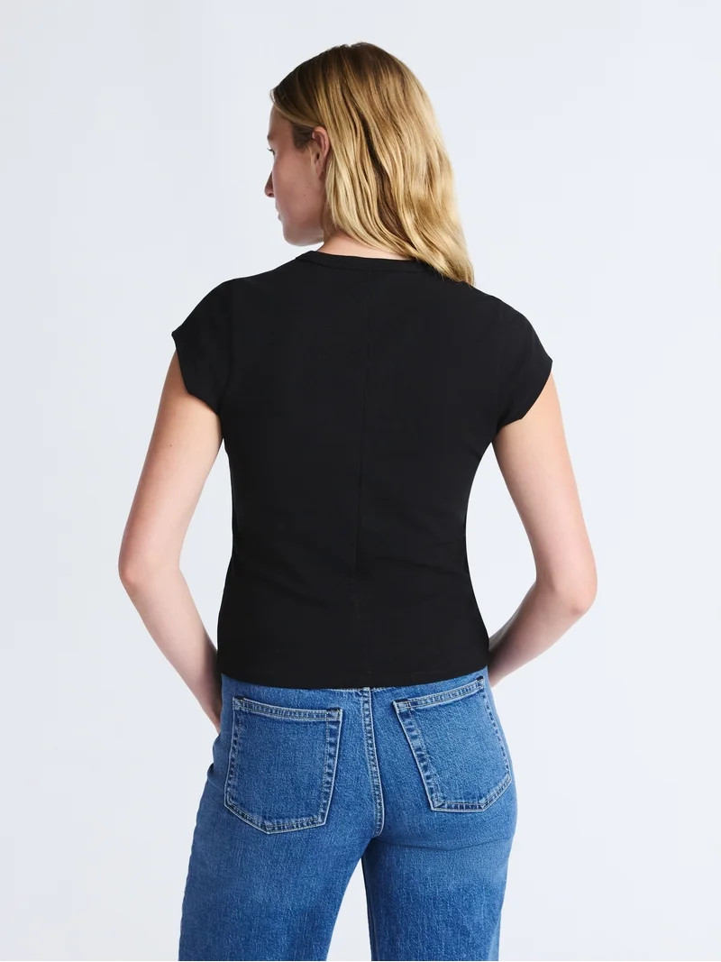 Free Assembly Women's and Women's Plus Cap Sleeve Tee, Sizes XS-4X | Walmart (US)