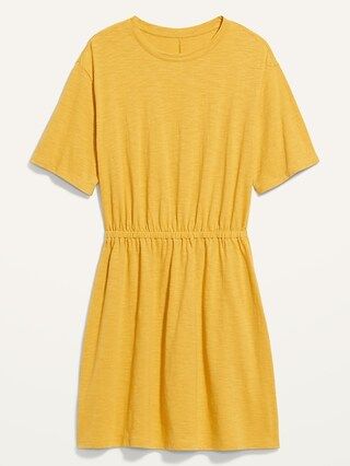 Waist-Defined Short-Sleeve Slub-Knit Mini Dress for Women | Old Navy (US)