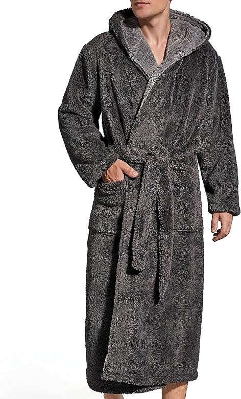SlumberMee Mens Fleece Plush Robe with Hood Ultra Soft Fluffy Full Length Long with Pockets Luxur... | Amazon (US)
