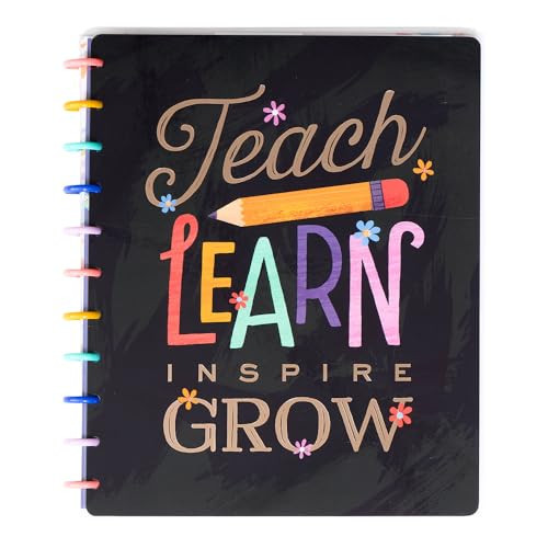 Happy Planner Daily Notebook for Office, School, or Journaling, Disc-Bound Dot-Grid and Dot-Lined Notebook, Classroom Brights, Big Size, 60 Lined Paper Sheets, 3 Dividers, 8 1/2" x 11" | Amazon (US)