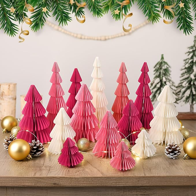 15 Pcs Honeycomb Paper Christmas Tree 4/6/8/10 Inch 3D Honeycomb Christmas Tree Table Centerpiece... | Amazon (US)