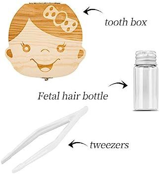 Baby Tooth Box ,Wooden Kids Keepsake Organizer for Baby Teeth, Cute Children Tooth Container with... | Amazon (US)