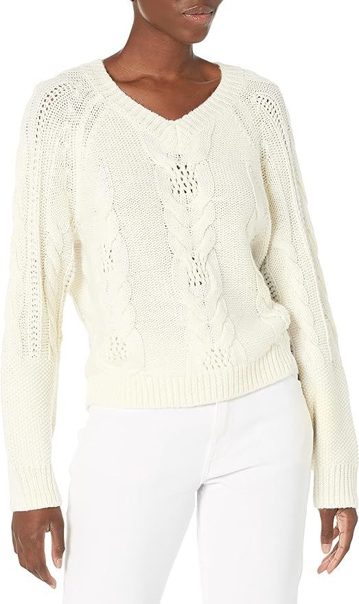 The Drop Women's Weston V-Neck Mixed Cable Pullover Sweater | Amazon (US)