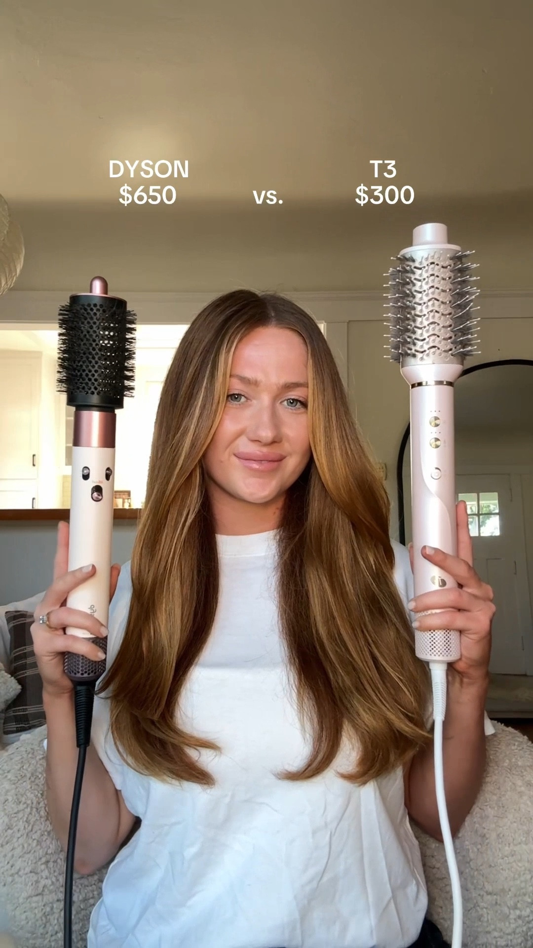 A side by side comparison of the Dyson Airwrap and the T3 Aire360 both using the round brush attachments for a quick blowout! 

#LTKBeauty