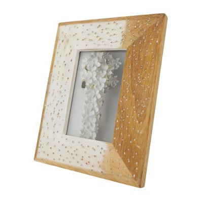 Saro Lifestyle Elegant Distressed Wood Photo Frame, 5"x7", Off-White | Target