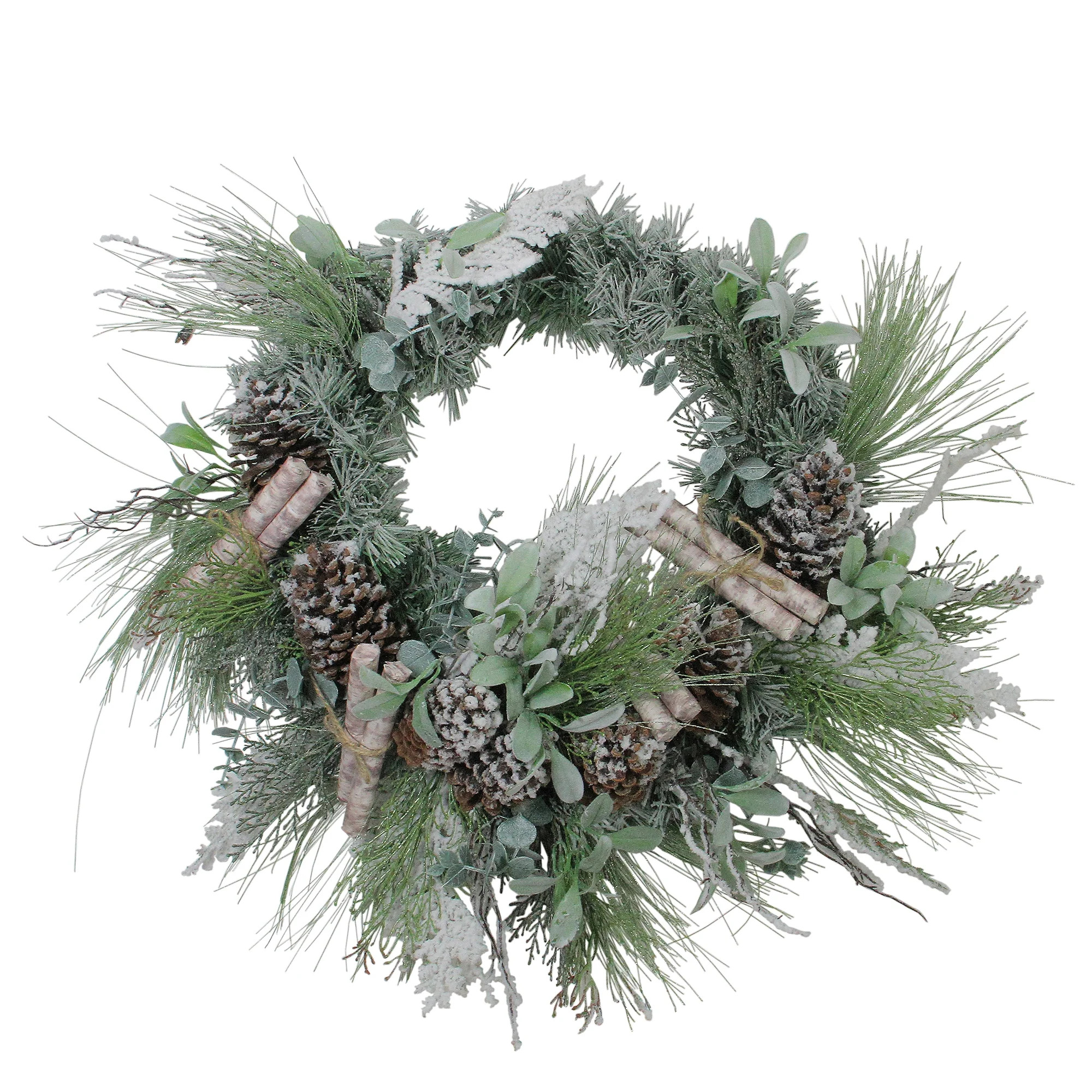 Allstate Artificial Frosted Pine, Birch Scrolls and Pine Cone Christmas Wreath - 24” - Unlit | Walmart (US)