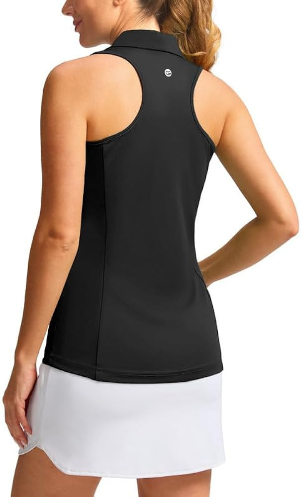 Women's Sleeveless Golf Shirt Zip Up Quick Dry Collared Tank Tops Racerback Tennis Athletic Polo ... | Amazon (US)
