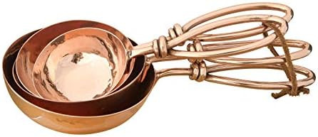 Creative Co-op Hammered Stainless Steel Leather Tie (Set of 4 Sizes) Scoops, Copper | Amazon (US)