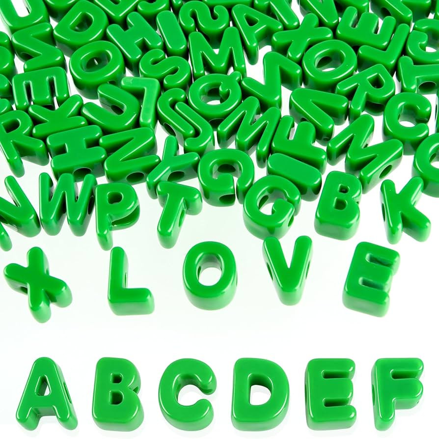 NEBURORA 78 Pcs Green Large Hole Letter Beads Charms for Jewelry Making | Amazon (US)