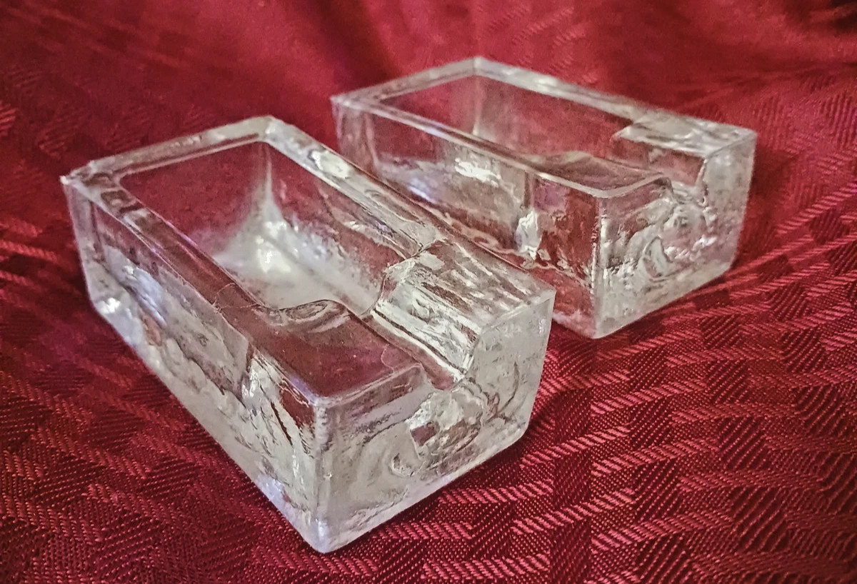 Artik Glass Clear Set of 2 Cigarette Ashtray Vintage Ice cube Glacier Rectangle | eBay US