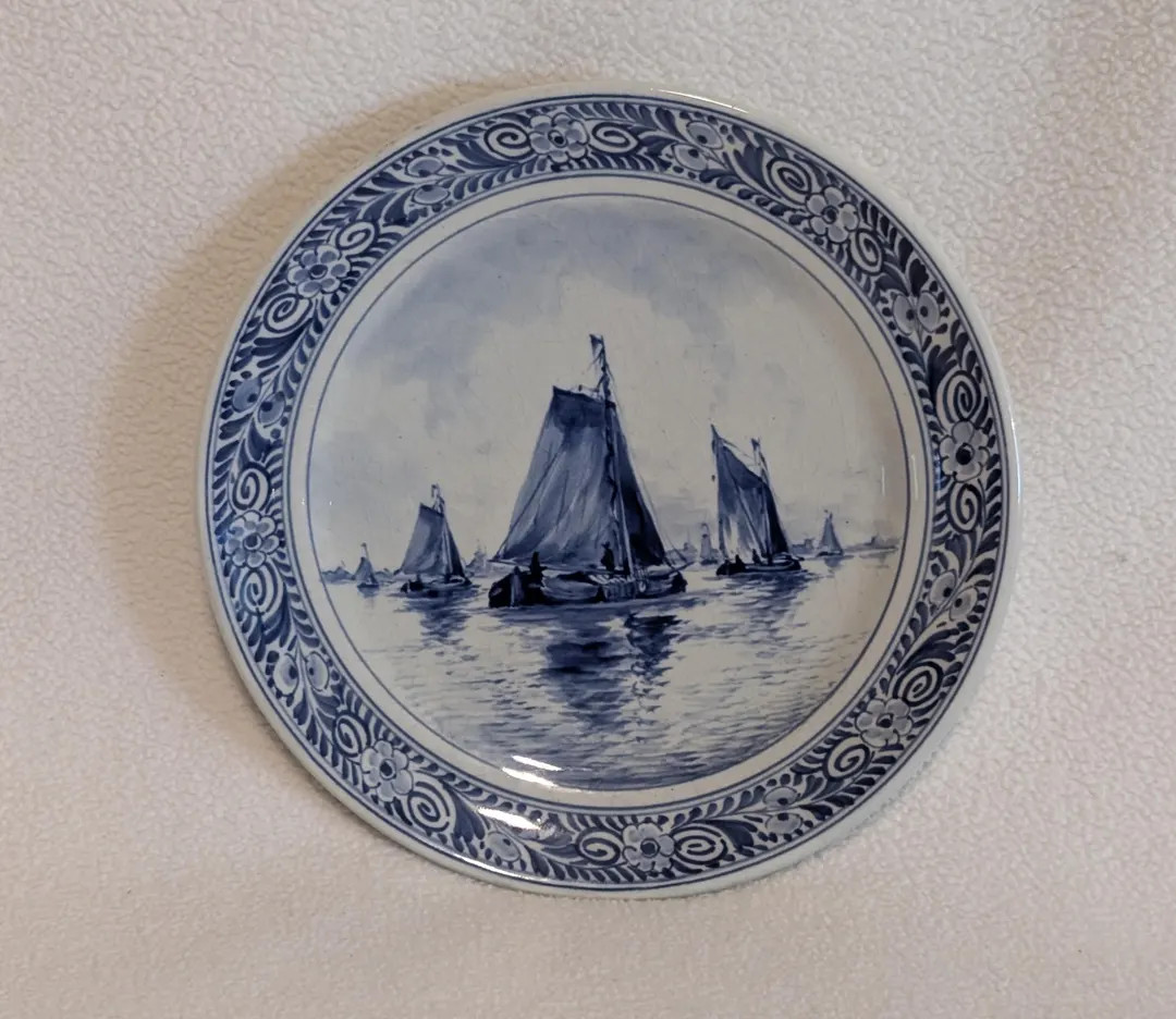 Royal Delft Plate Ship, Blue &white Sail Boats 7” Hand Painted by Van Kampenhout, Wall Plate, 1... | Etsy (US)