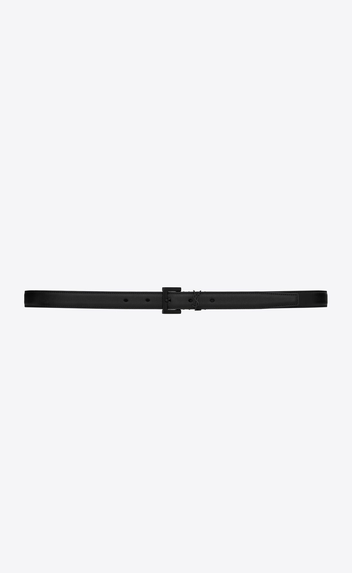 fine ceinture monogramme à boucle carrée en cuir lisse | Saint Laurent Inc. (Global)