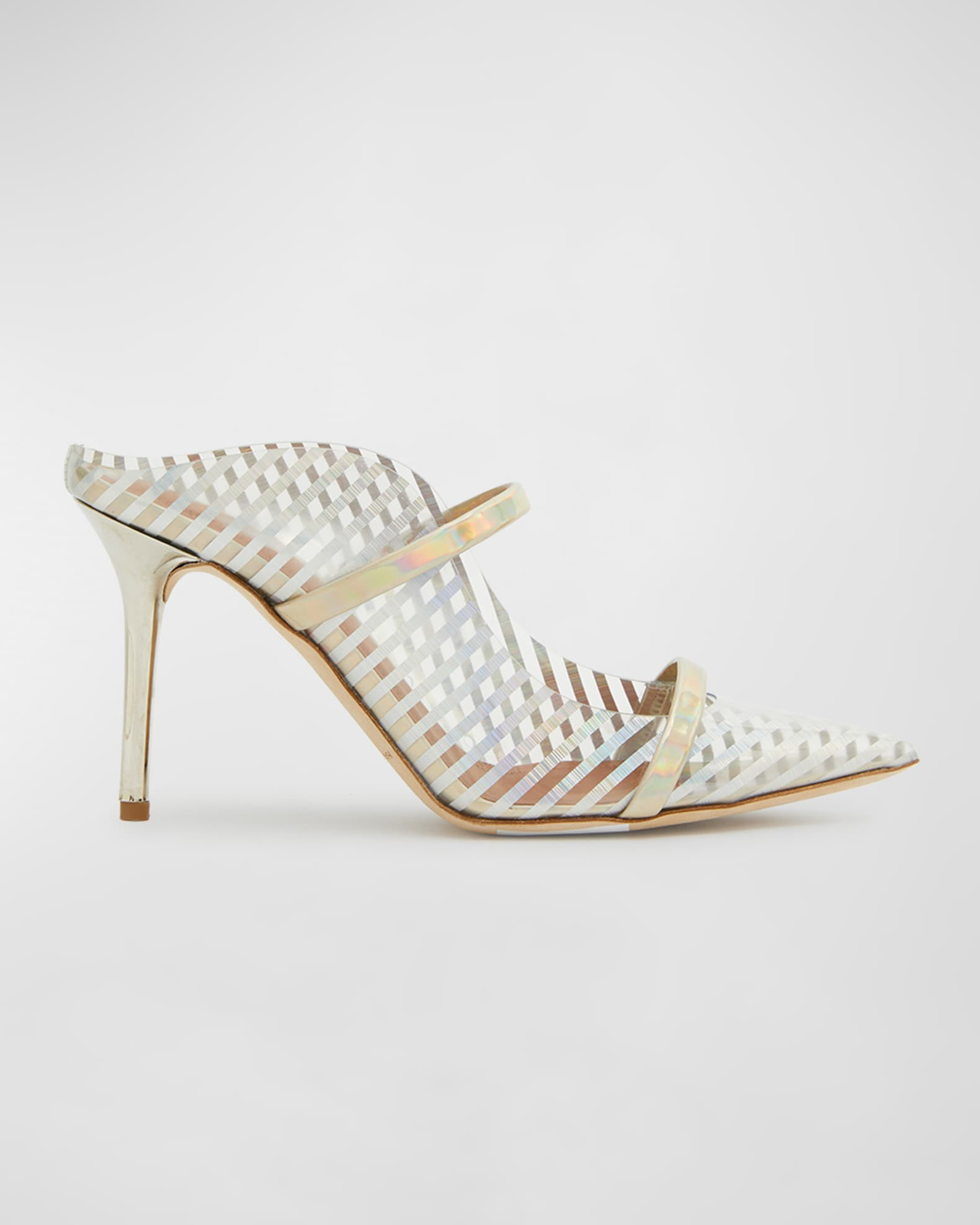 Maureen Stripe Dual-Band Mule Pumps | Neiman Marcus