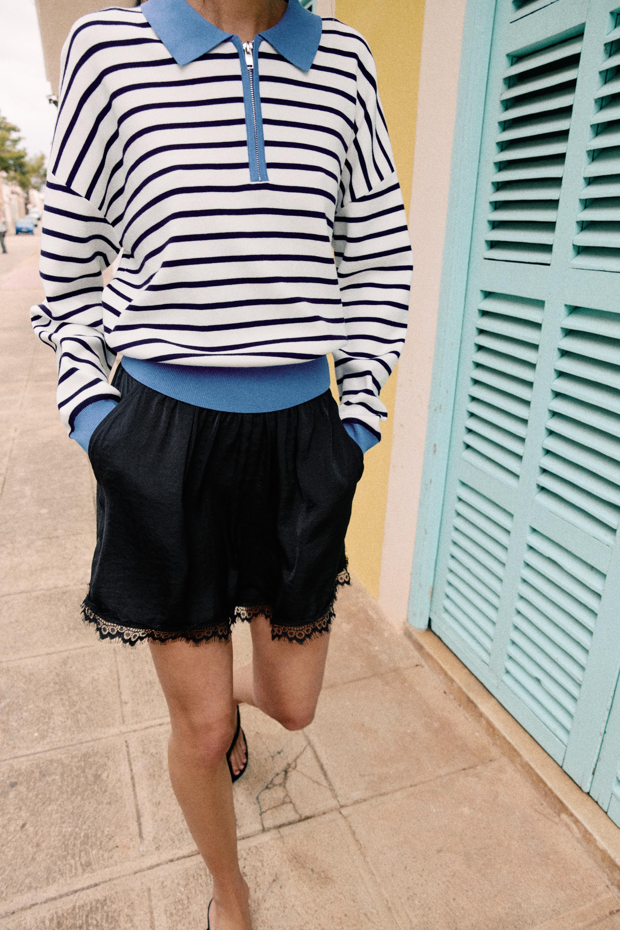 LACE TRIM SATIN SHORTS | Zara UK