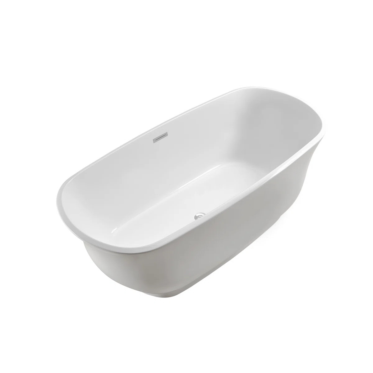 59" Streamline Freestanding Soaking Acrylic Bathtub With Drain and Bamboo Tray N-660-59FSWH-FM | Wayfair North America