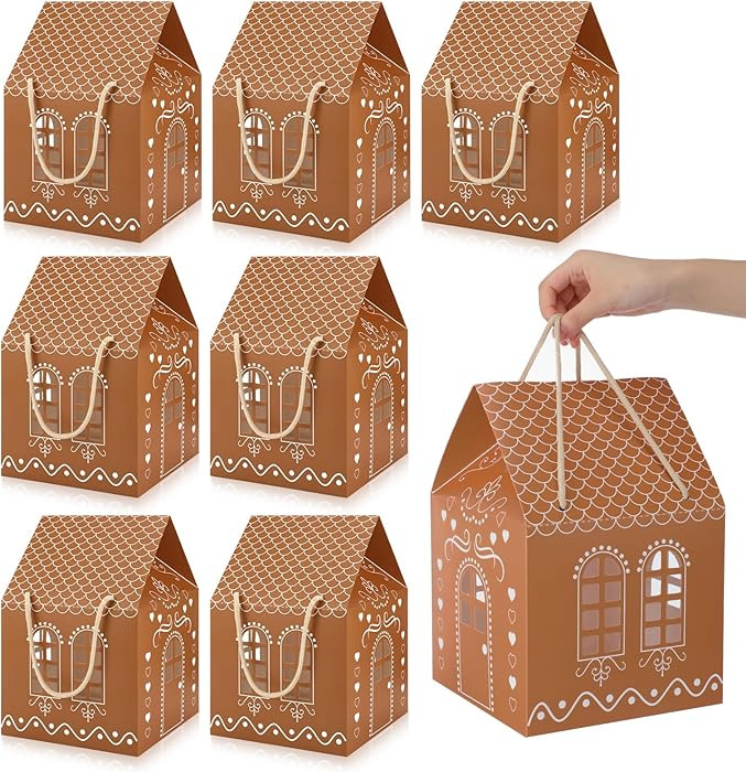 AmazingSpark 6 Pack Gingerbread House Shaped Gift Boxes 7.87 x 7.87 x 7.08'' Presents Christmas T... | Amazon (US)