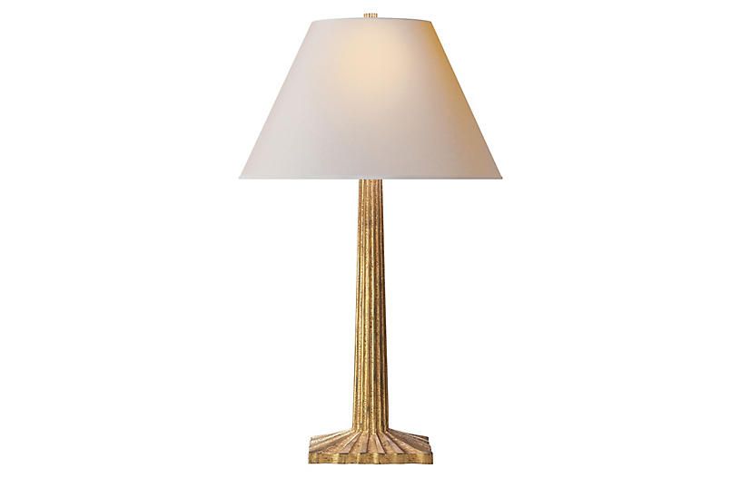 Strie Fluted-Column Table Lamp, Gold | One Kings Lane
