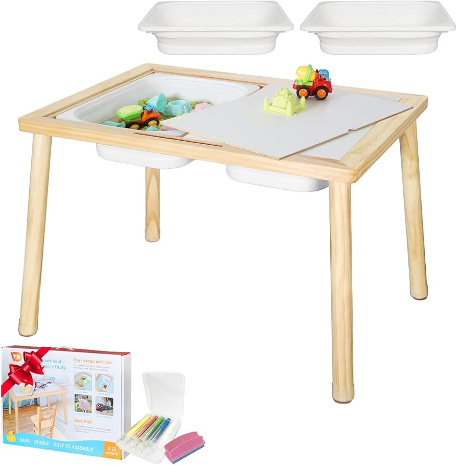 Montessori Sensory Table for Toddlers,Multifunction Toddler Sand Table with 2 Storage Bins, Kids ... | Amazon (US)
