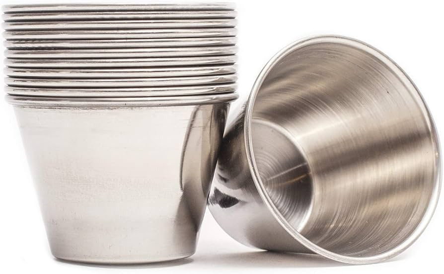 EHOMEA2Z Ramekins Stainless Steel Condiment Sauce Cups, Metal Ramekins, Commercial Grade, Multifu... | Amazon (US)