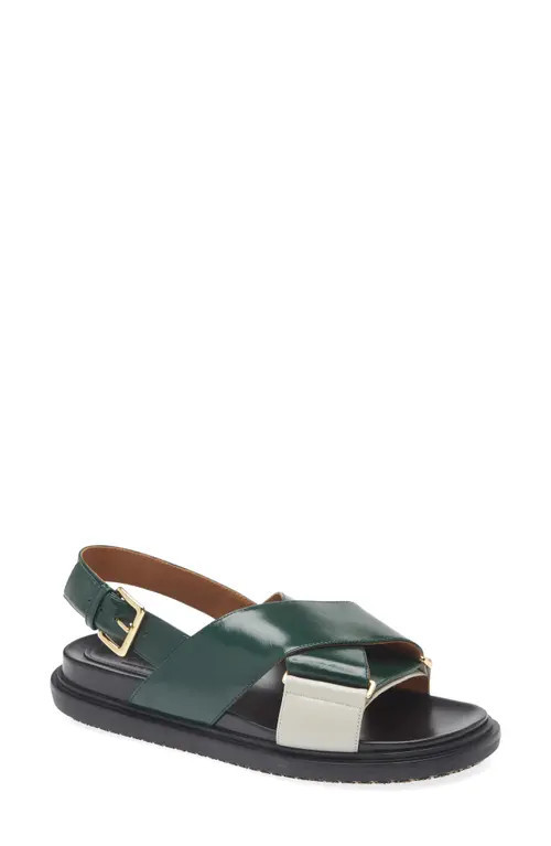 Marni Fussbett Crisscross Sandal in Green at Nordstrom, Size 39.5 | Nordstrom
