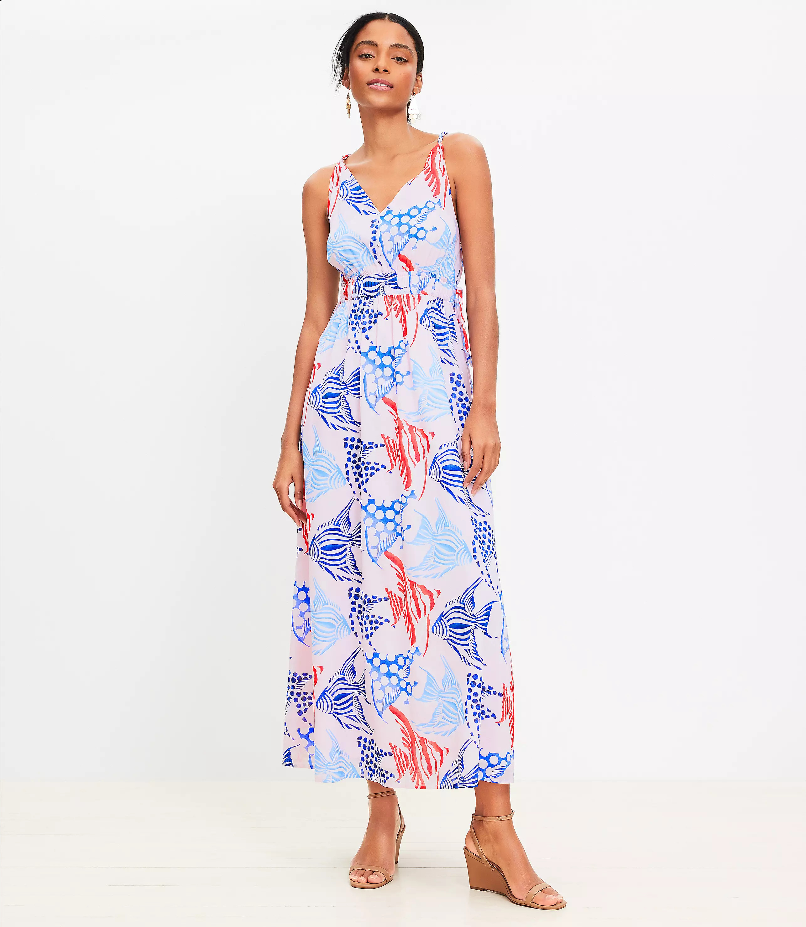 Fish Double Side Tie Maxi Dress | LOFT