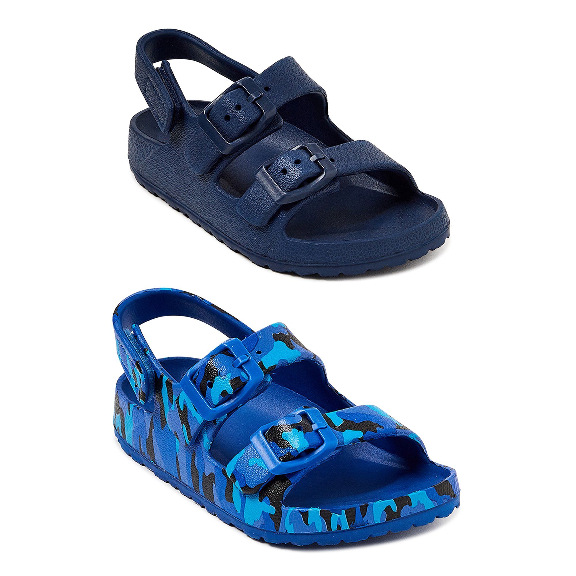Wonder Nation Toddler Boys Navy Camo & Solid Blue Bundle Pack EVA Footbed Sandals, 2 Pairs | Walmart (US)