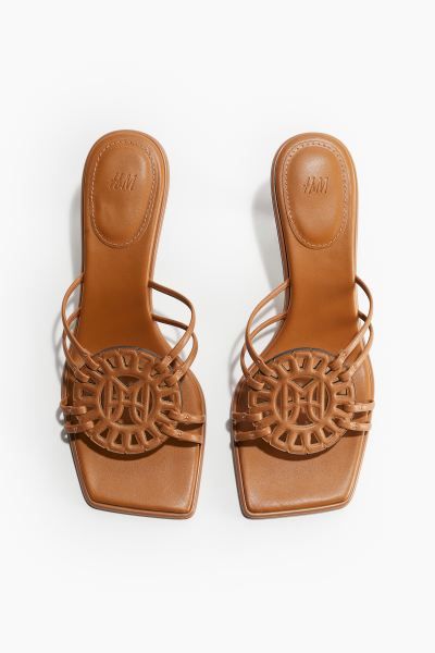 Monogram heeled sandals - High heel - Light brown - Ladies | H&M GB | H&M (UK, MY, IN, SG, PH, TW, HK)