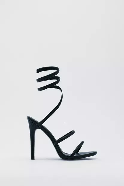 Faux Leather Ankle Wrap Strappy Heels | Nasty Gal (US)