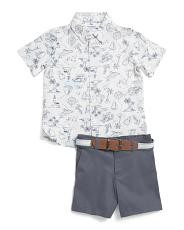 Boys 2pc Short Sleeve Nautical Print Button Up And Shorts Set | TJ Maxx