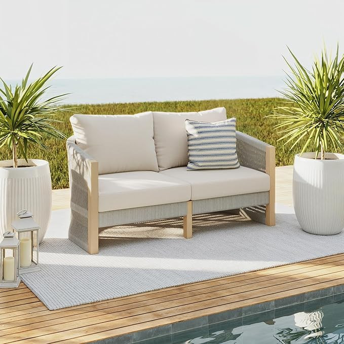 Nathan James Jagger Farmhouse Outdoor Couch, Cushioned Patio Furniture Outdoor Sofa with Solid Ac... | Amazon (US)