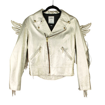 Authenticity GuaranteeAdidas JEREMY SCOTT GOLD LEATHER BIKER JACKET WITH WINGS Size Small EUC Fri... | eBay US