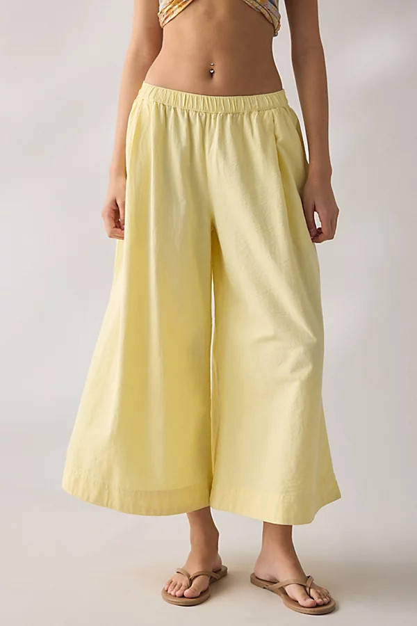 BDG Creekside Cropped Cotton Wide Leg Pants in Yellow, Women's at Urban Outfitters | Urban Outfitters (US and RoW)