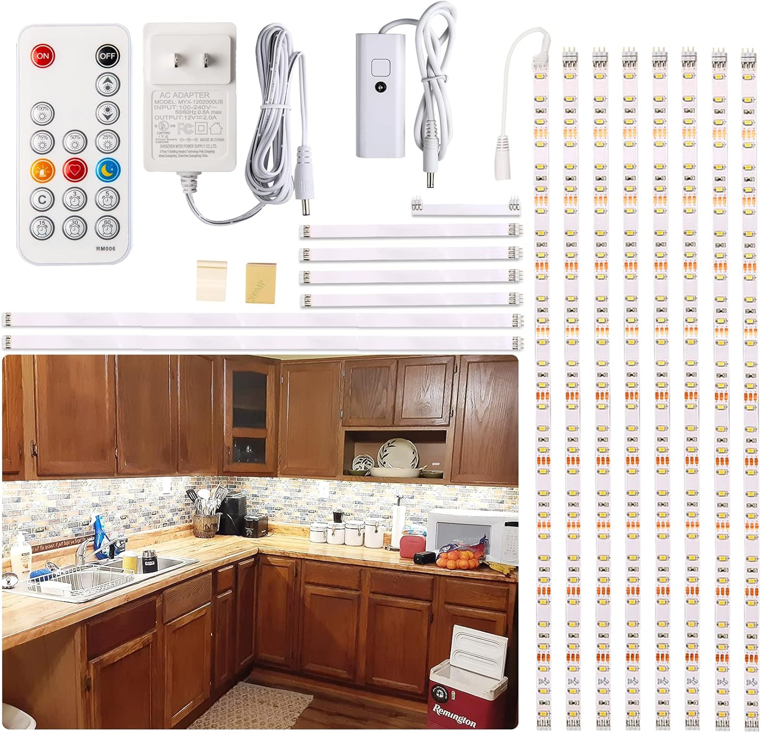 WOBANE Under Cabinet Lights, Kitchen LED Lighting Kit, 8 PCS 20inch LED Strip Light Bars with 24W... | Amazon (US)