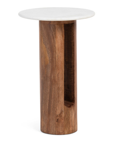 22x14 Marble Top Cut Out Wooden Accent Table | TJ Maxx