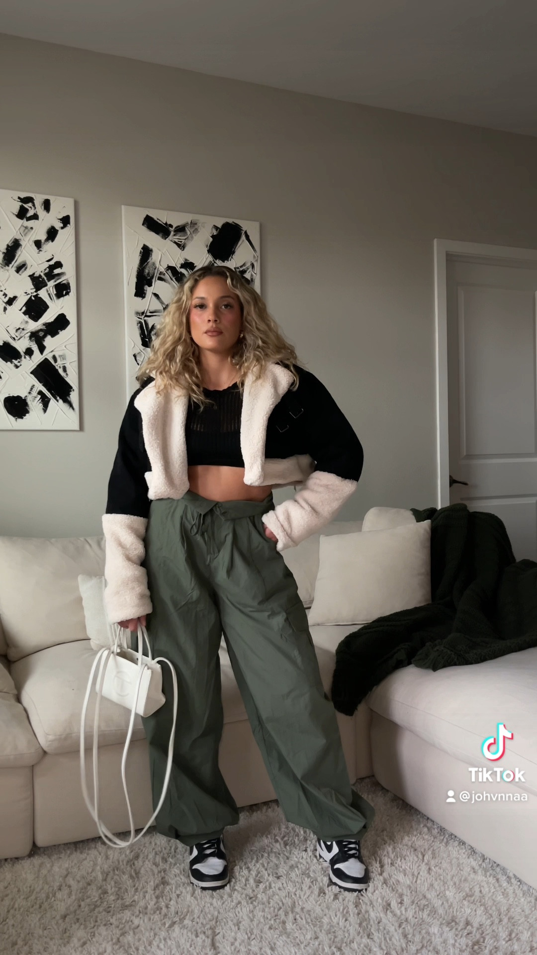 Streetwear outfit. Cargo pants. Fall fashion. Fall outfit. Fall inspo fashion. Cargo pant outfit.  Fur aviator coat. 

#LTKfit