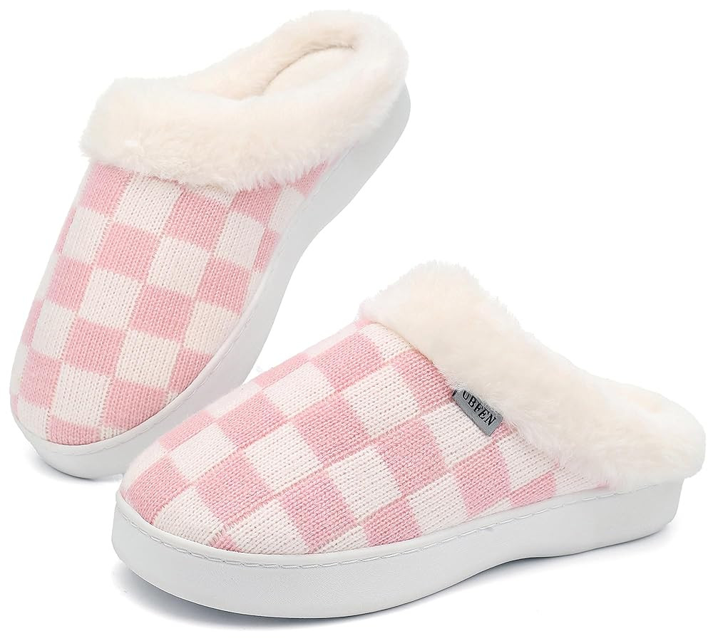 UBFEN Womens Slippers Classic Plaid Winter Warm with Memory Foam Fluffy House Shoes Platform Indo... | Amazon (US)