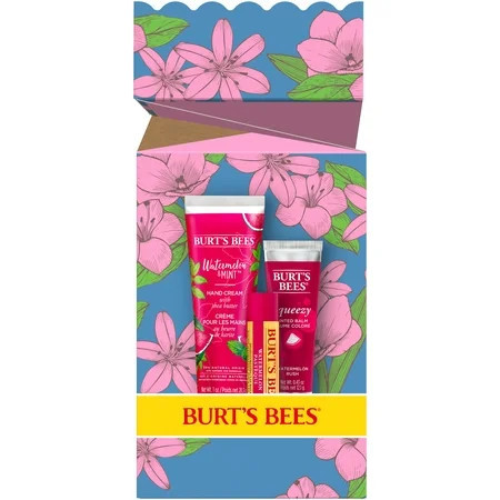 Burts Bees Youre One in a Melon Gift Set Watermelon and Mint Hand Cream Watermelon Lip Balm and Watermelon Rush Squeezy Tinted Lip Balm | Walmart (US)