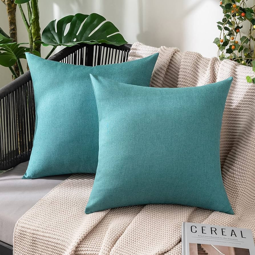 MIULEE Pack of 2 Decorative Outdoor Solid Waterproof Throw Pillow Covers Polyester Linen Garden F... | Amazon (US)