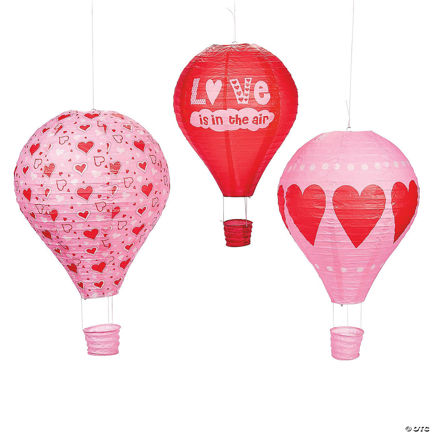 15" Valentine Hot Air Balloon Hanging Paper Lanterns - 3 Pc. | Oriental Trading Company