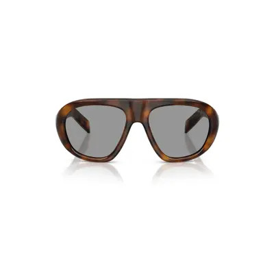 Prada 57mm Irregular Sunglasses in Striped Laguna /Green Olive at Nordstrom | Nordstrom