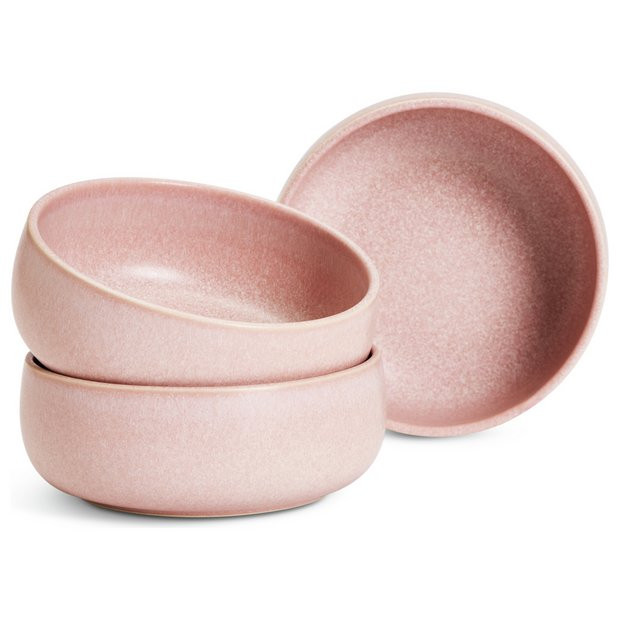 Buy Habitat 3 Piece Reactive Stoneware Nibble Bowls - Pink | Serving bowls and platters | Argos | argos.co.uk