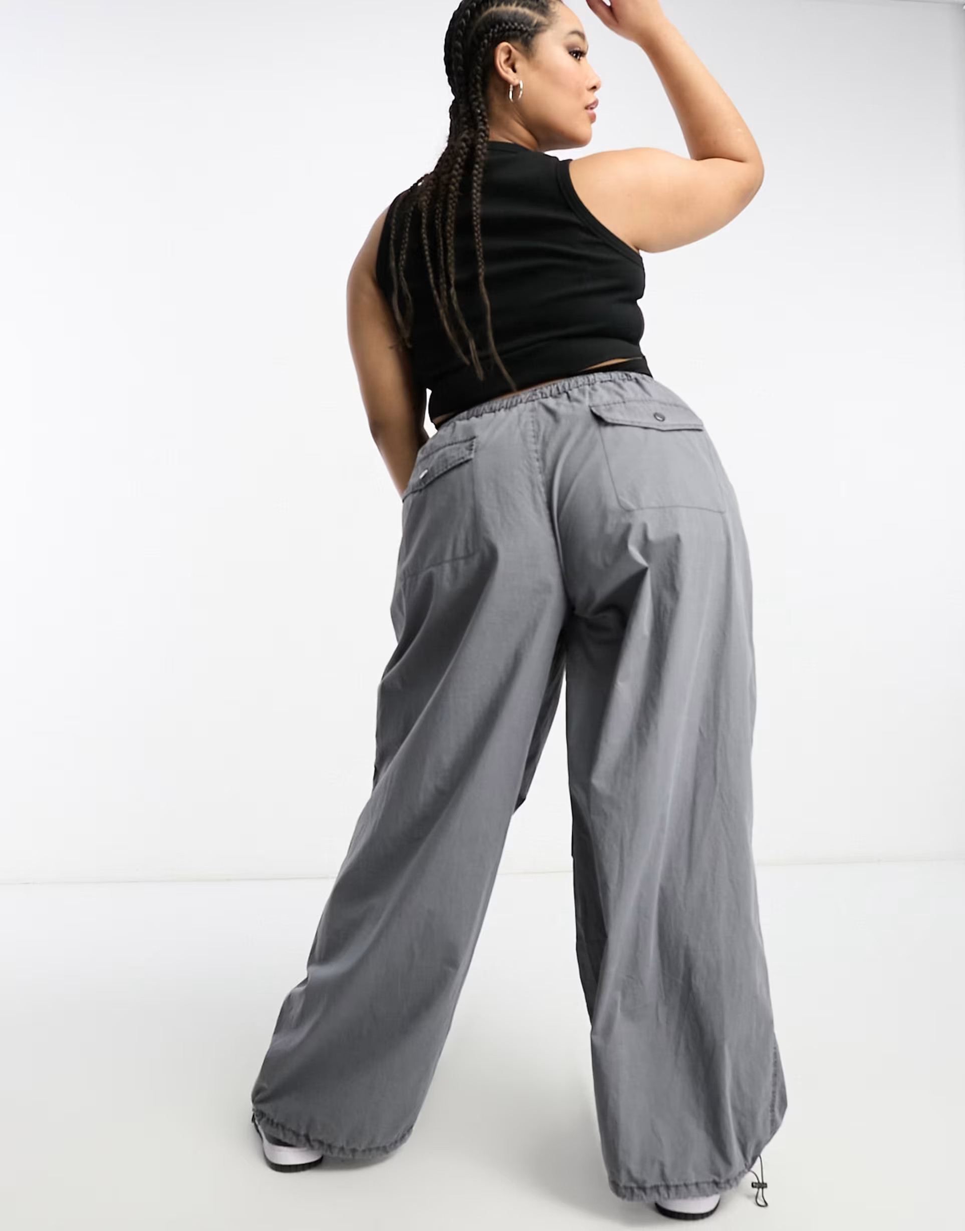 ASOS DESIGN Curve parachute cargo pants in washed gray | ASOS (Global)