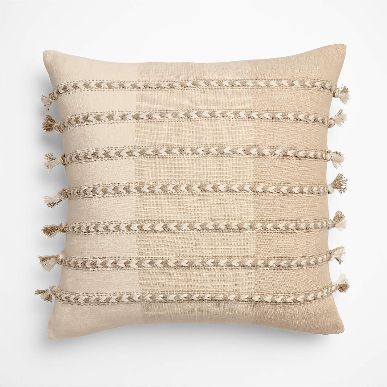 Isla Braided Stripe 23"x23" Warm Sand Beige Throw Pillow Cover | Crate & Barrel | Crate & Barrel