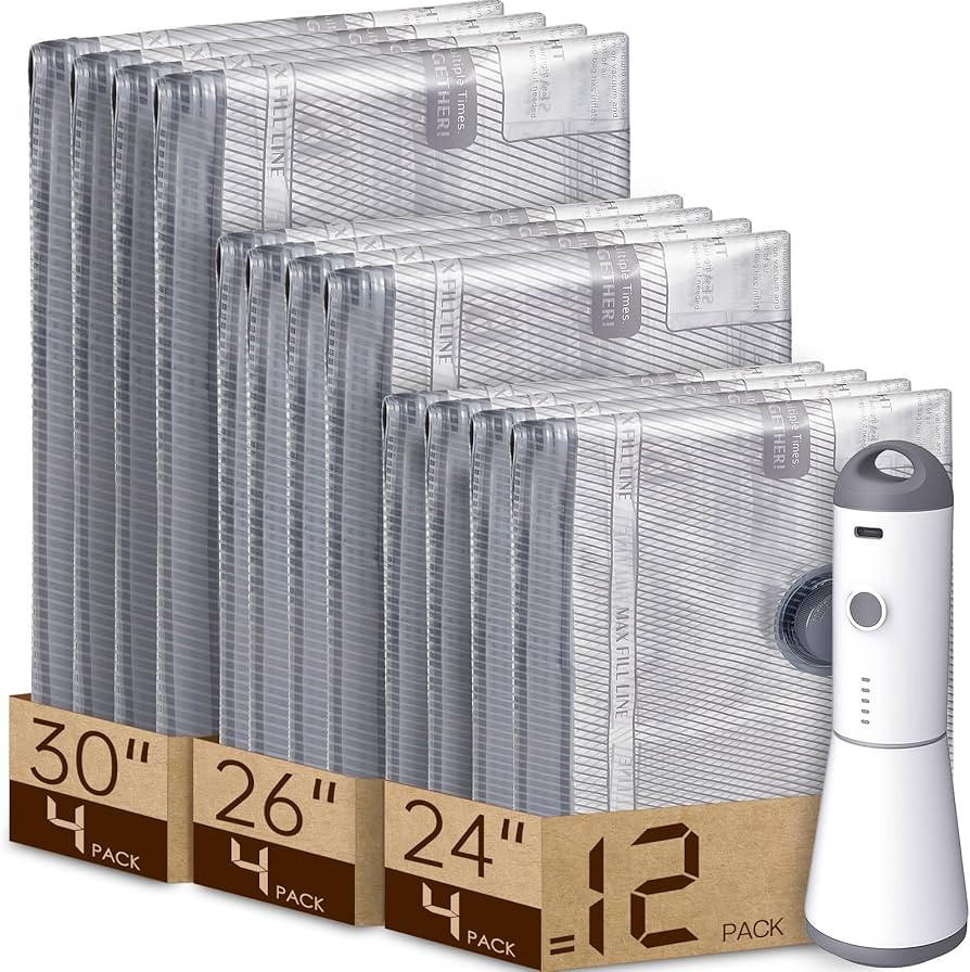 Vacbird 12 Pack Vacuum Bags for Travel with Rechargeable air Pump, Carry-on Size Vacuum Seal Bags... | Amazon (US)