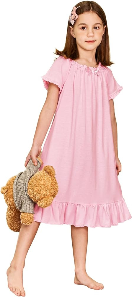 Arshiner Girls Nightgowns Sleepwear Short Sleeve Victorian Pajama Dress Soft Princess Sleepshirt ... | Amazon (US)