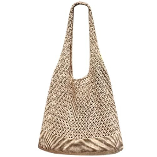Boho Crochet Beach Tote Shoulder Bag Colorful Aesthetic Hippie Knit Bag for Womens | Amazon (US)