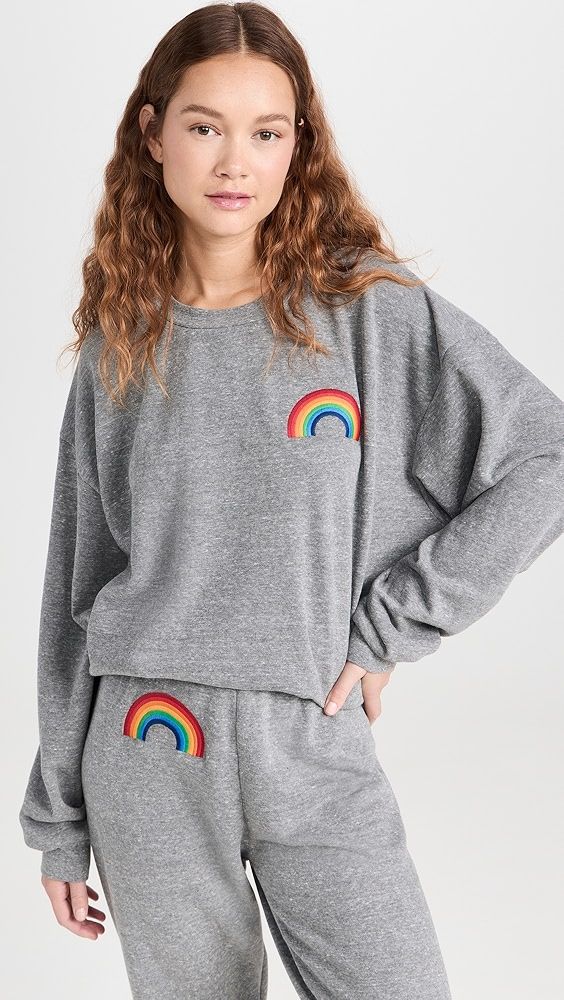 Aviator Nation Rainbow Embroidery Crew Sweatshirt | Shopbop | Shopbop